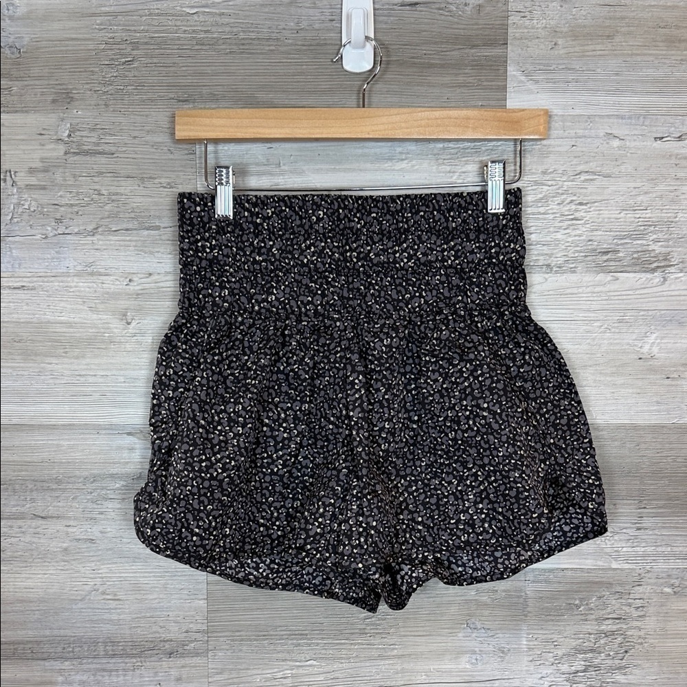 Free People Movement Women's Black Cheeta Print Athletic Shorts